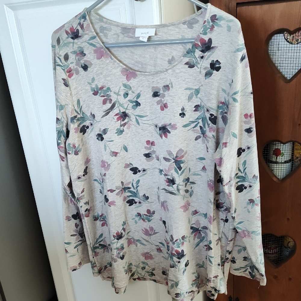 Pure Jill Cream Color Relaxed Long Sleeve Blouse